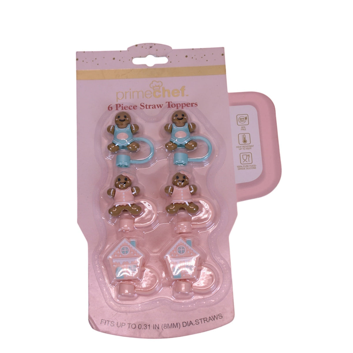 Prime Chef 6-Piece Gingerbread Silicone Straw Toppers