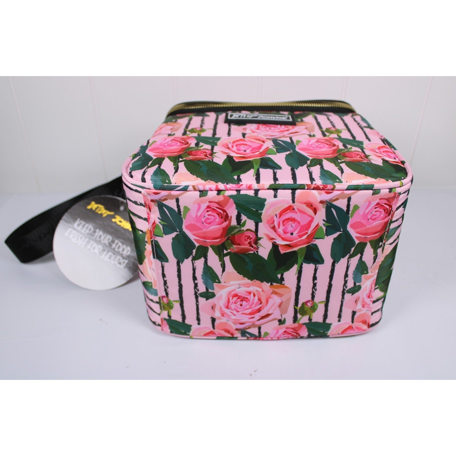 Betsey Johnson Rose Isolated Cube Lunch Tote Medium.
