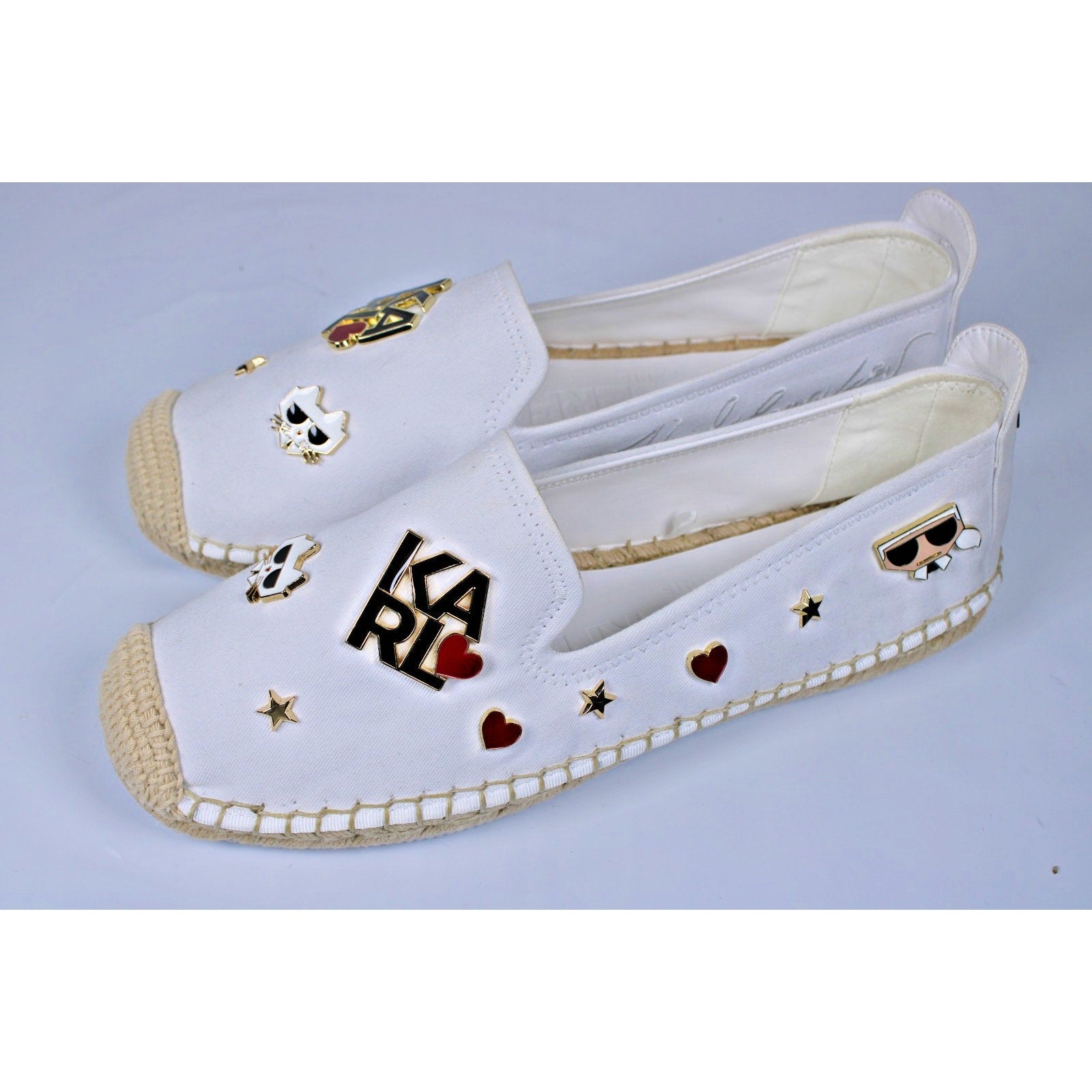 KARL LAGERFELD PARIS Womens Michaela Embellished S Bright White 11M
