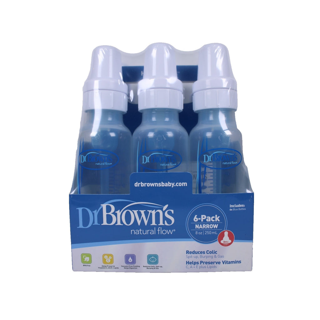 Dr Brown's Natural Flow 6-Pack Narrow - 8oz, Blue