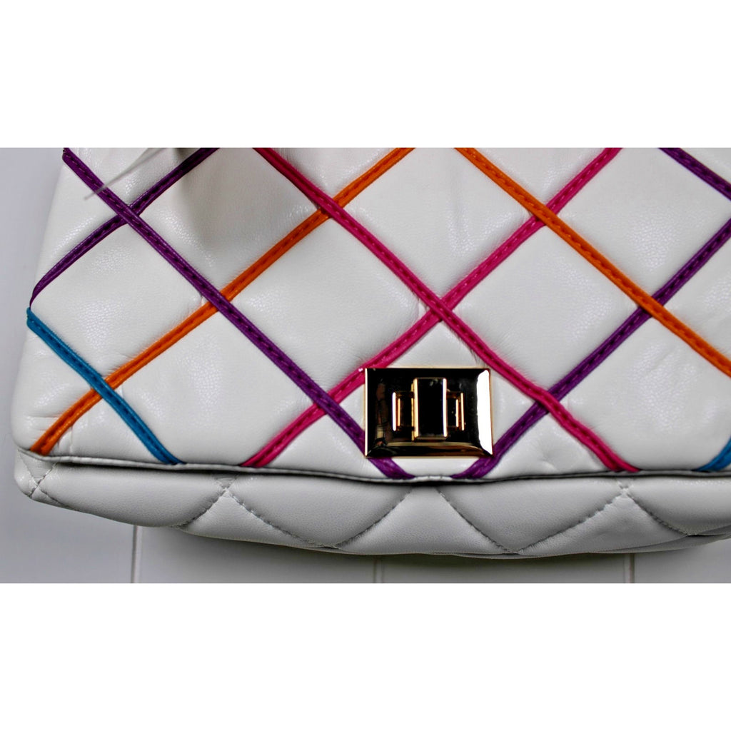 I.N.C. AJAE Flap Crossbody Soft Quilted Vanilla Multi w/ Dual Use Handle