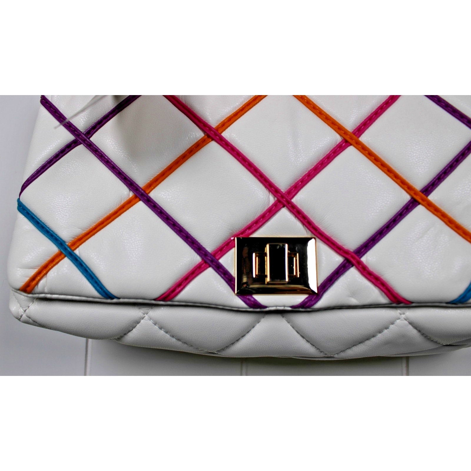 I.N.C. AJAE Flap Crossbody Soft Quilted Vanilla Multi w/ Dual Use Handle