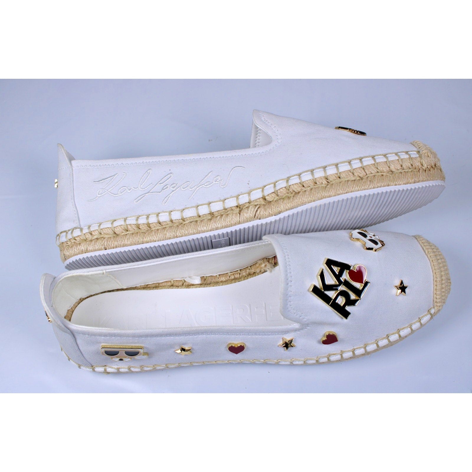 KARL LAGERFELD PARIS Womens Michaela Embellished S Bright White 11M