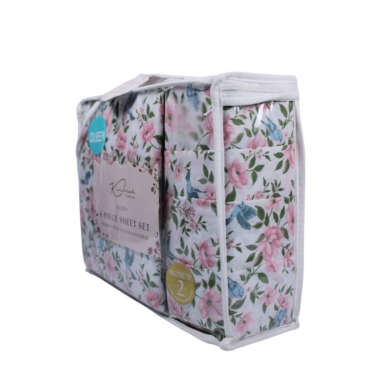 KINDRED HOME 6 pc Floral design Queen Sheet Set 2 EX Pillowcases
