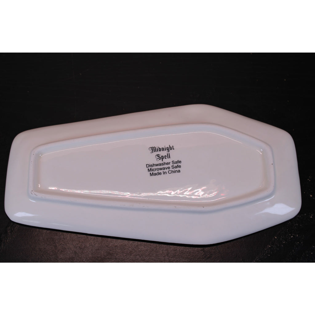 Midnight Spell Halloween Coffin Shaped Serving Platter Dish / Over-sized Spoon Rest