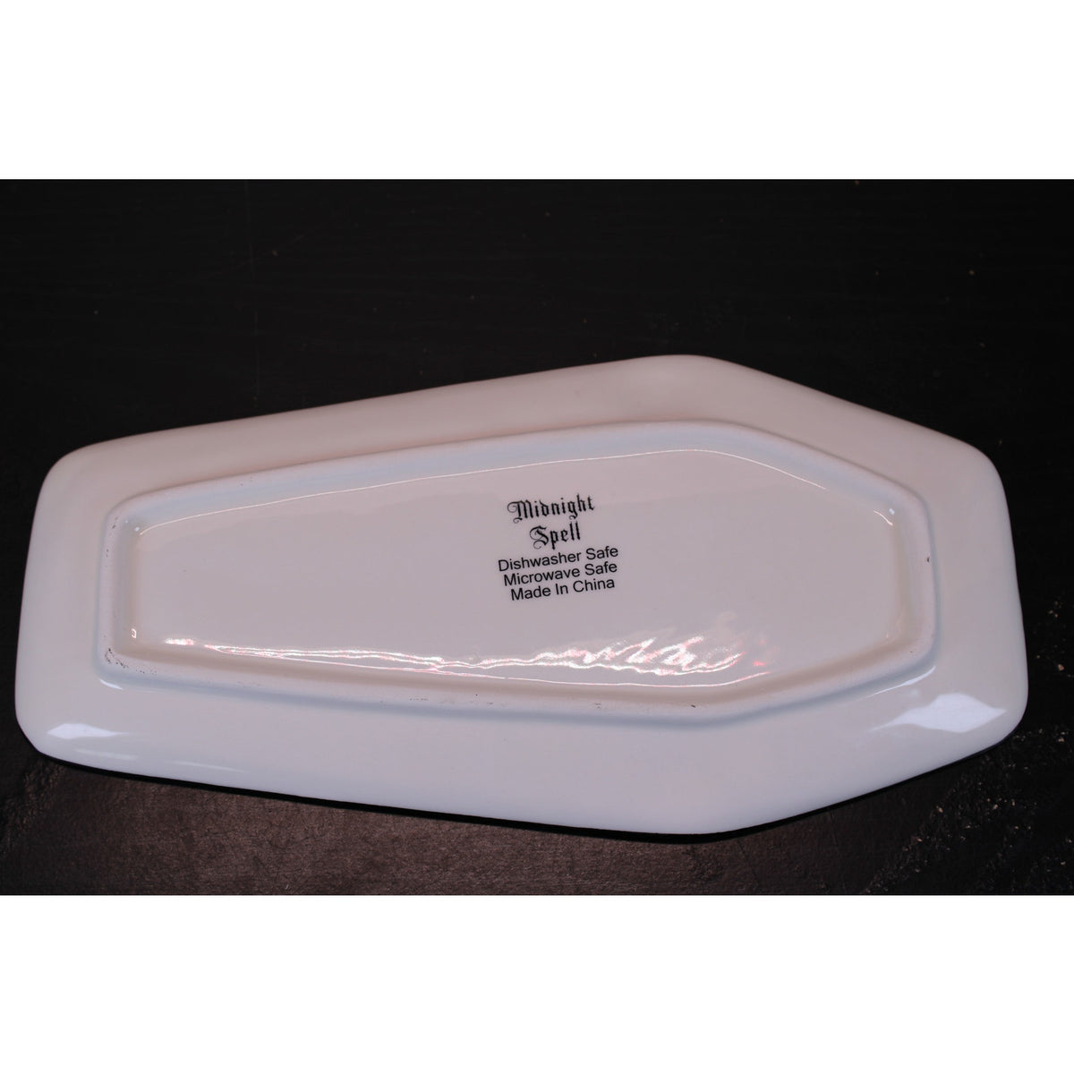 Midnight Spell Halloween Coffin Shaped Serving Platter Dish / Over-sized Spoon Rest