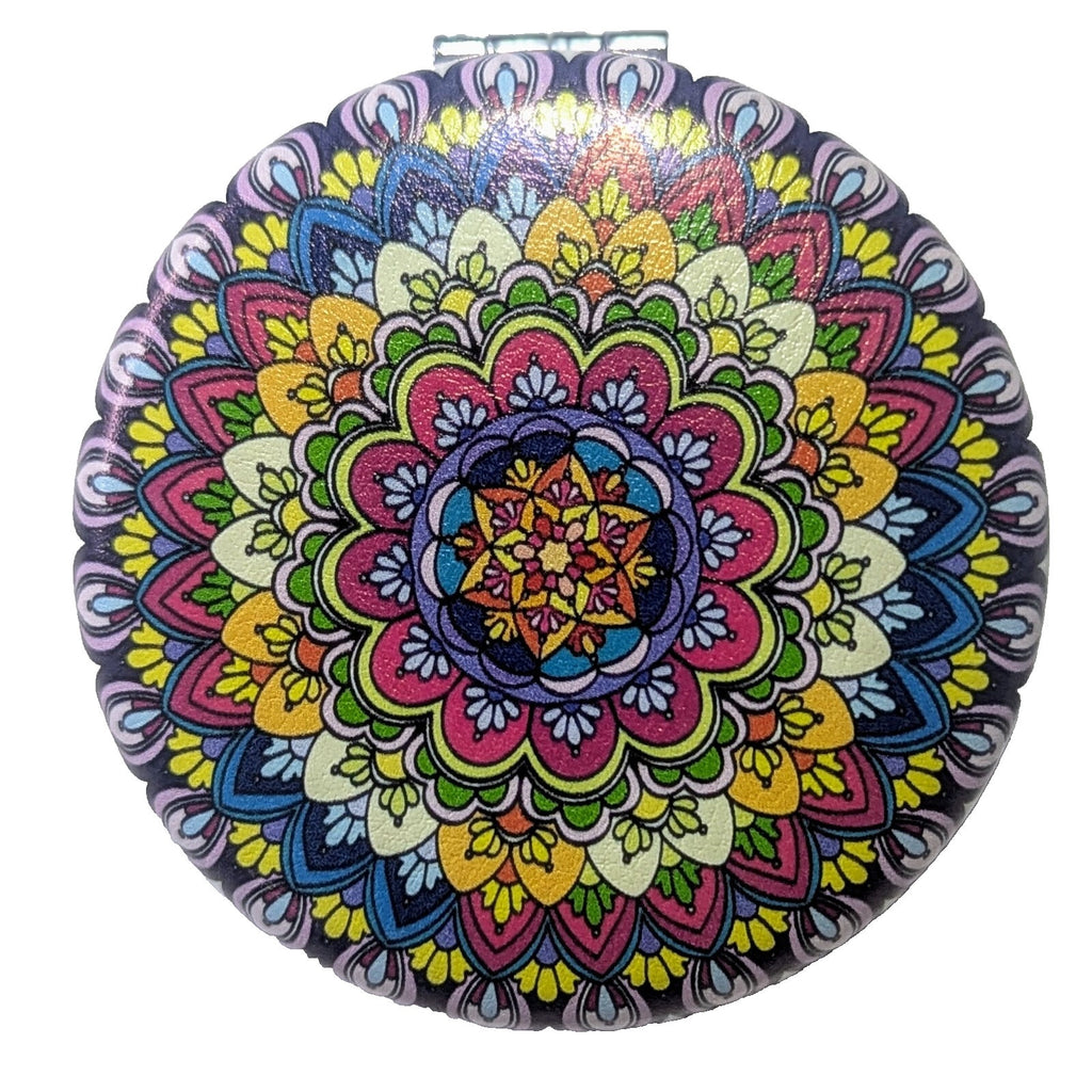 Pocket Mirror for Women Small Travel Mirror Magnifying Mandala Designs Flowers