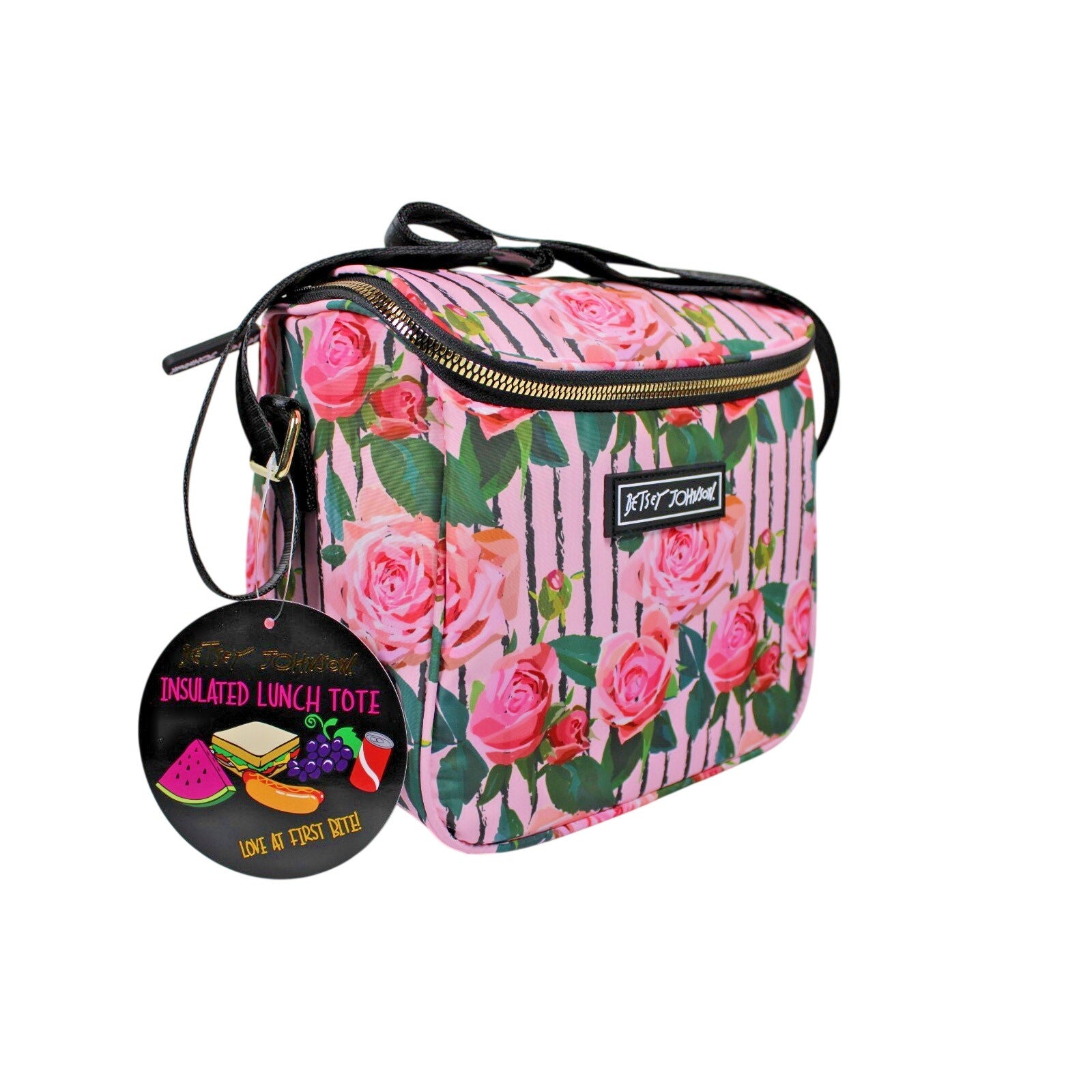 Betsey Johnson Rose Isolated Cube Lunch Tote Medium.