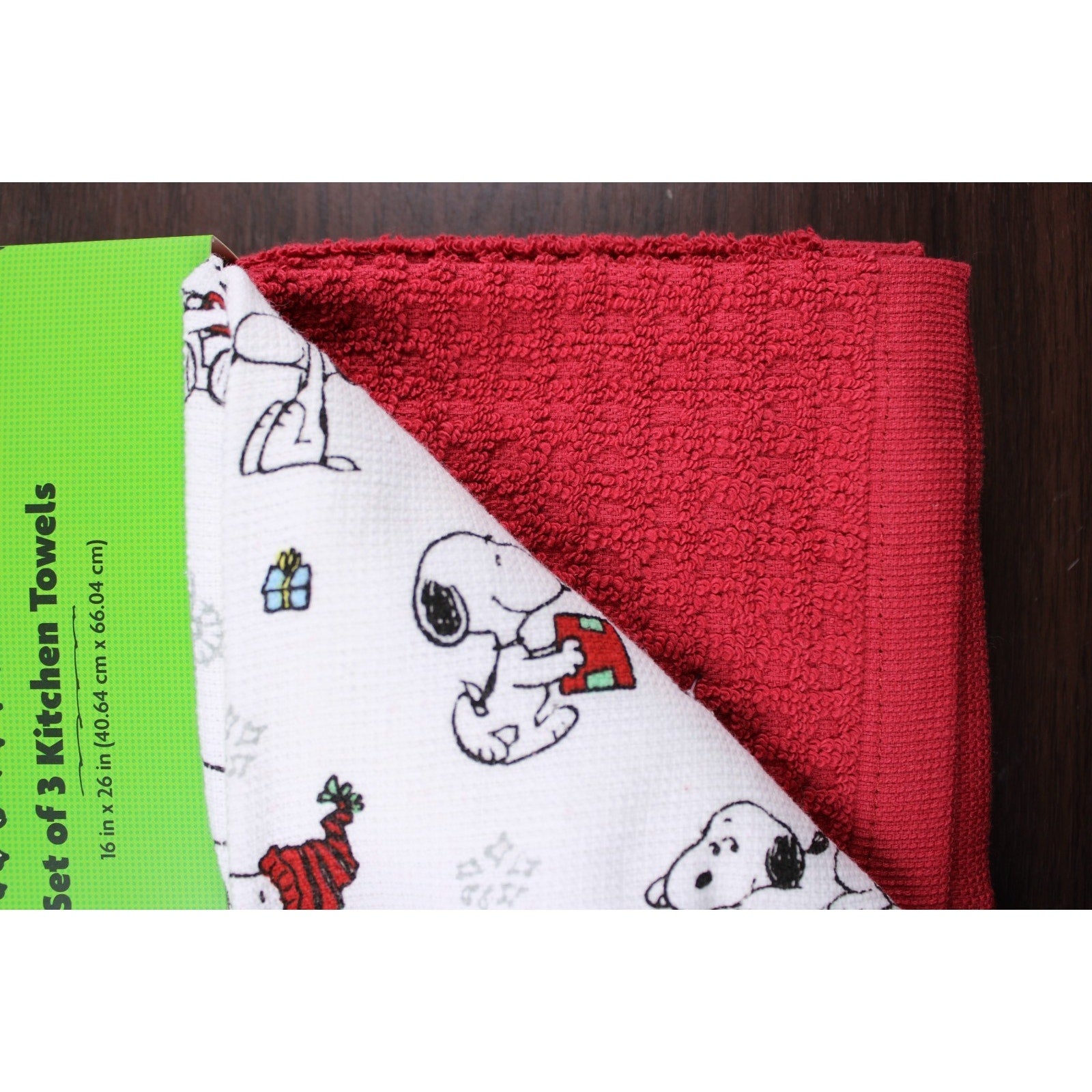 Peanuts Snoopy and Woodstock Set Of 3 Kitchen Towels Christmas Trees Candy Canes