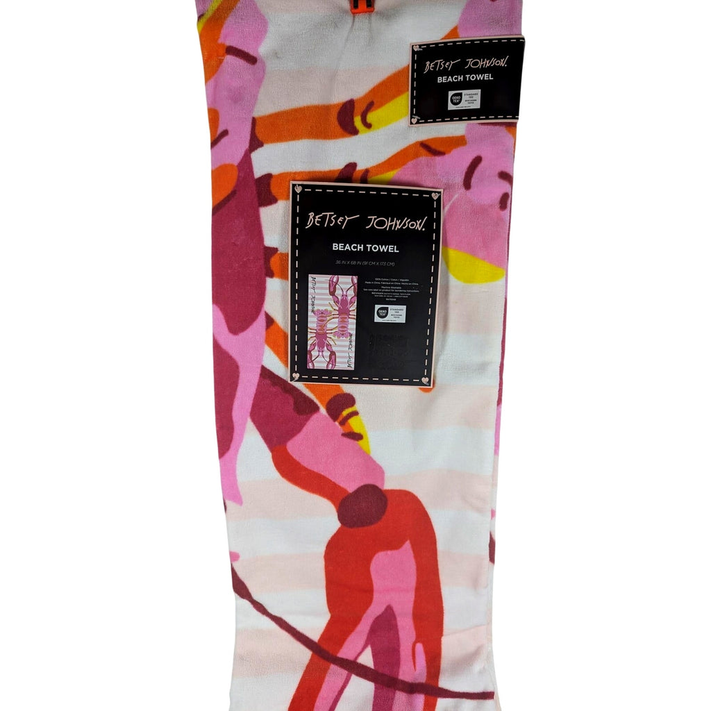 Betsey Johnson Beach Towel 36"x68" Lobsters, 100% Cotton