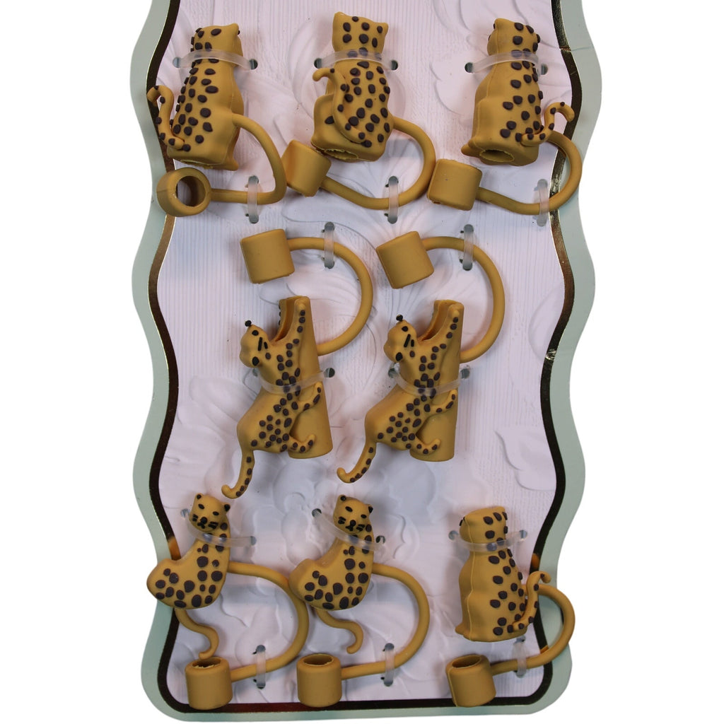 Cook With Color 8pc Dimensional Leopard Silicone Straw Toppers