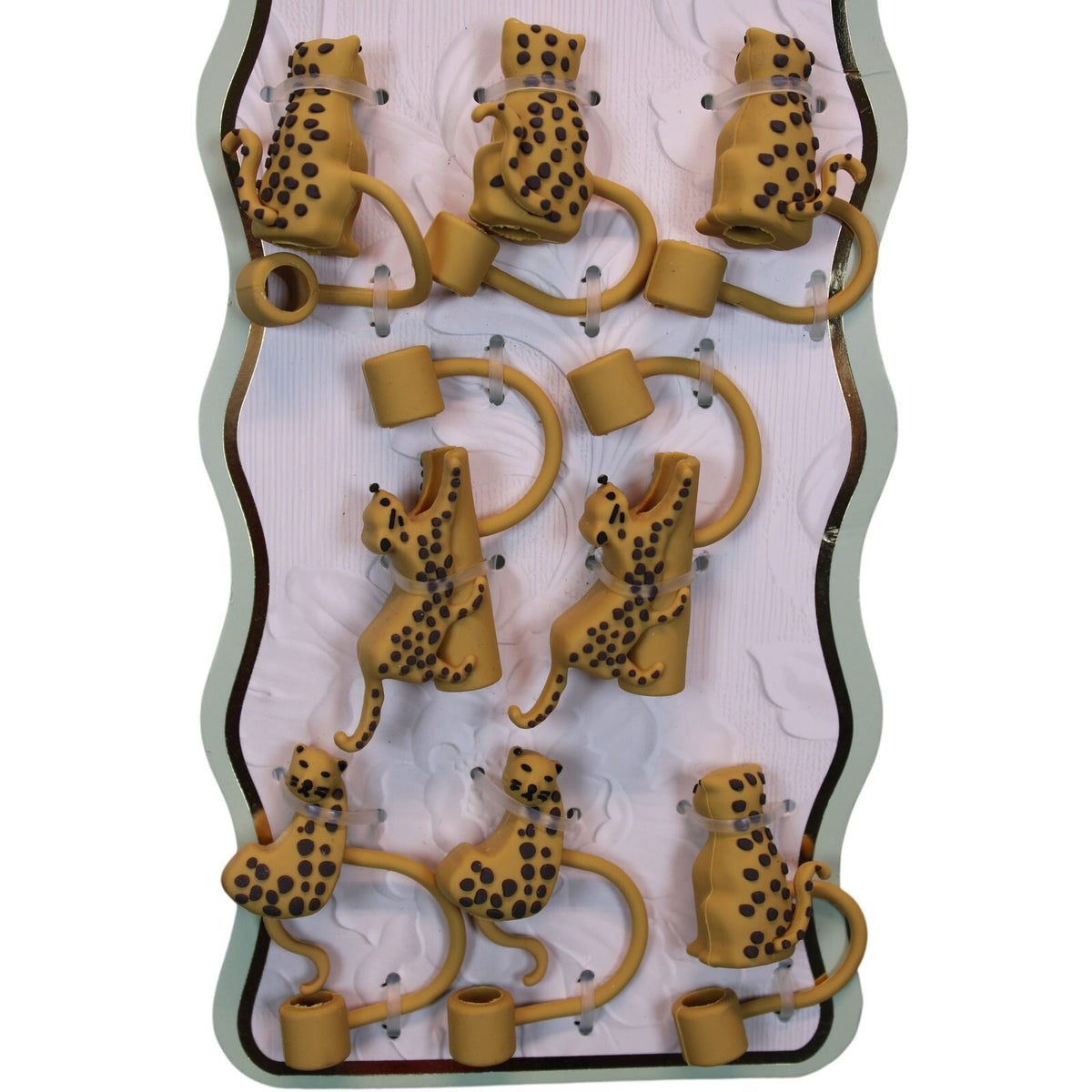 Cook With Color 8pc Dimensional Leopard Silicone Straw Toppers