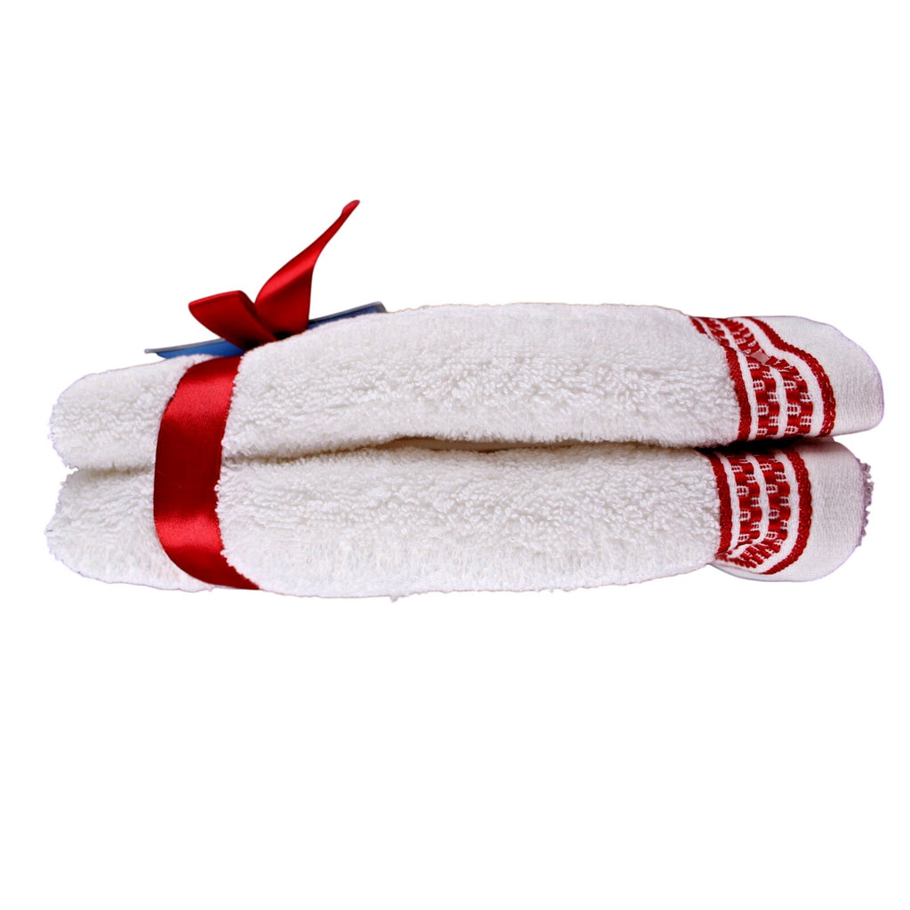 Gingerbread Man Santa Plush Set of 2 Embroidered Turkish Hand Towels ~ Farmhouse