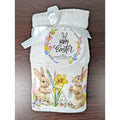 Happy Easter Spring Beaded Bunny Floral Hand Towels Set of 2, 16x28" 100% Cotton