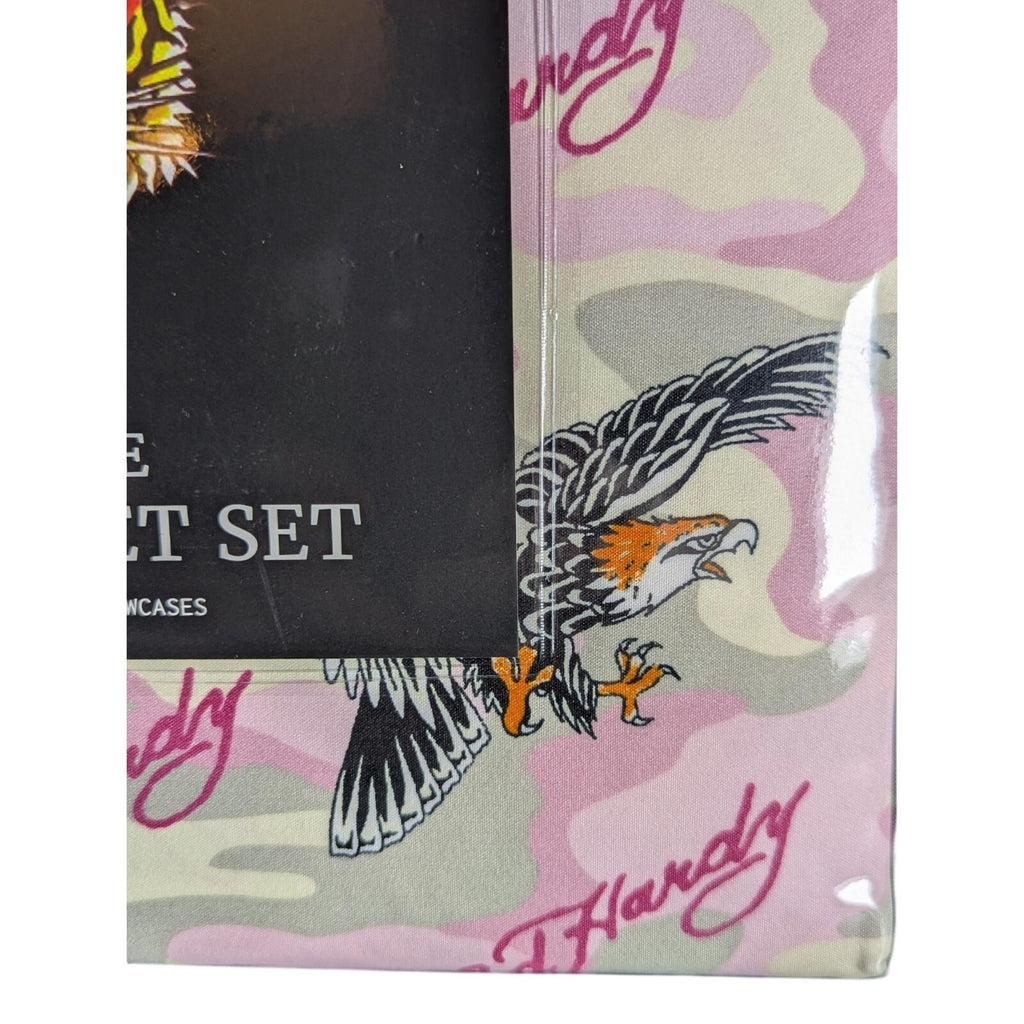 Ed Hardy 6-pc King Sheet Set w/4 Pillowcases Eagle, Black Tiger - NEW
