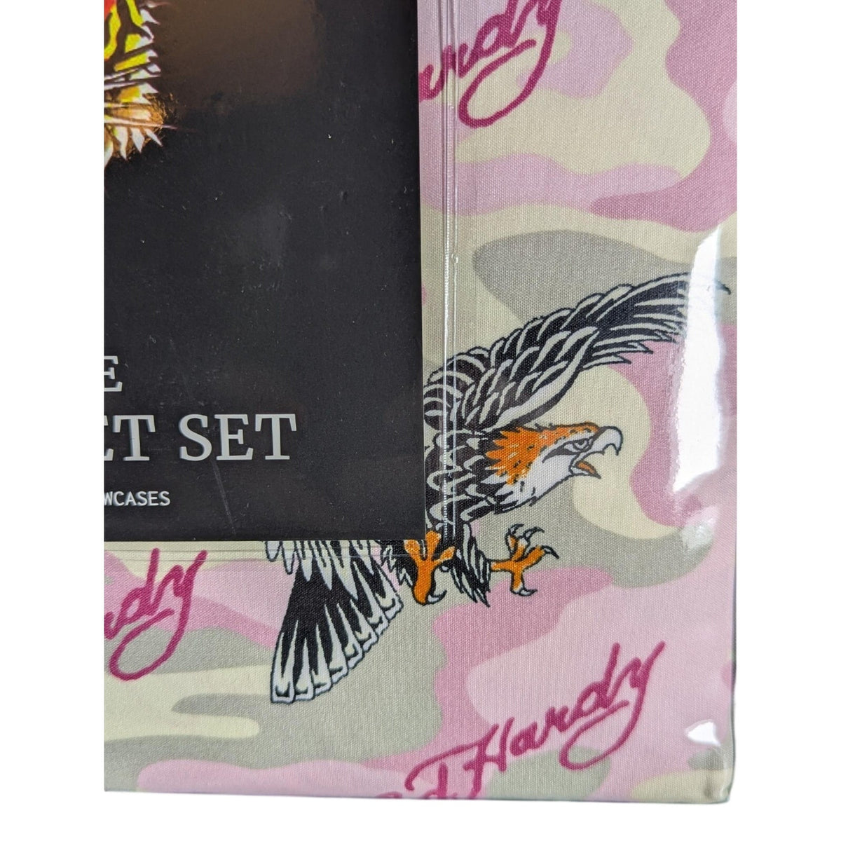Ed Hardy 6-pc King Sheet Set w/4 Pillowcases Eagle, Black Tiger - NEW