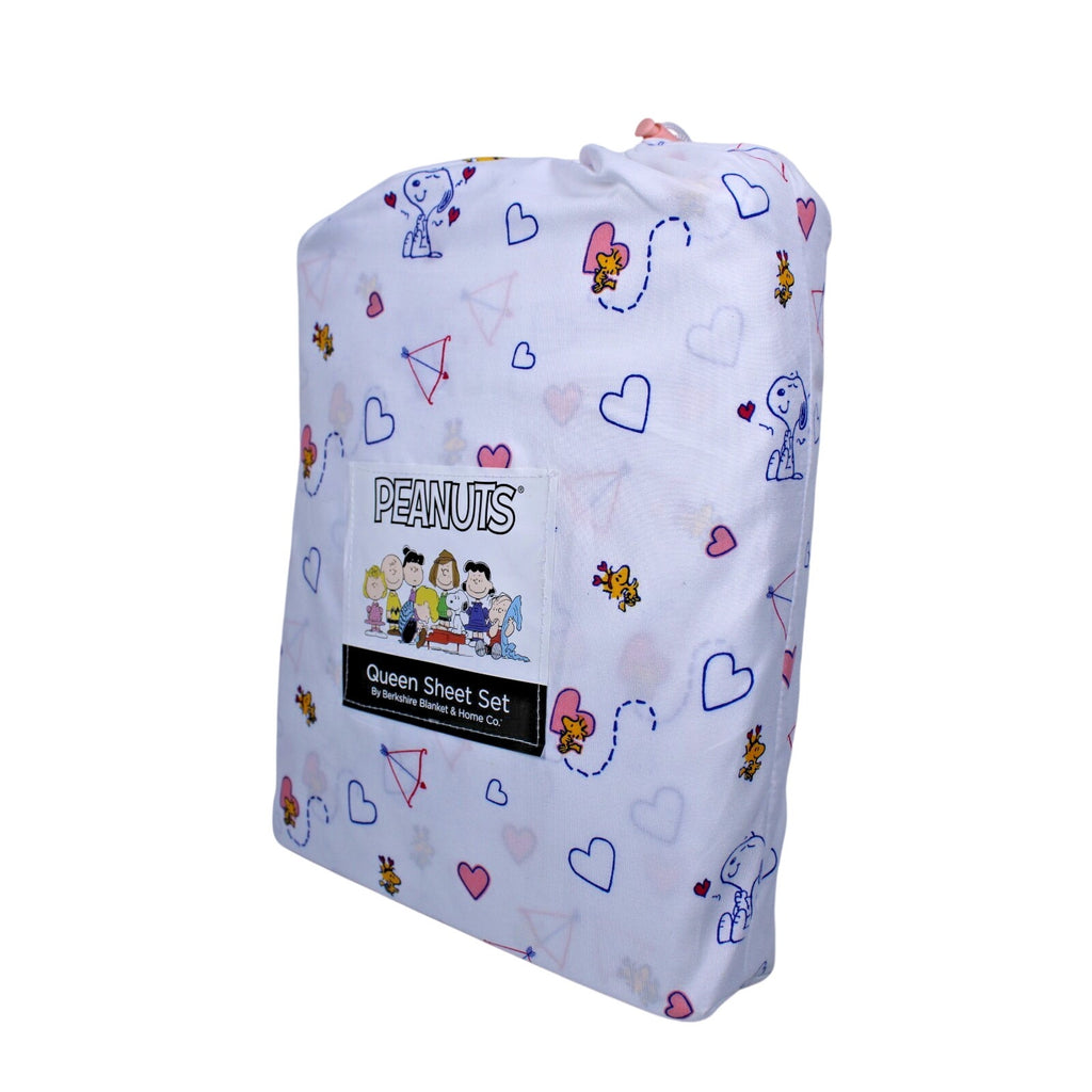 Peanuts Snoopy Queen 4pc Sheet Set By Berkshire Heart Valentines Anniversary NEW
