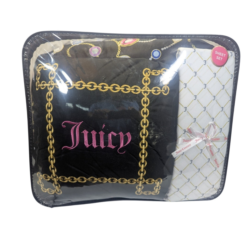 Juicy Couture Jewelery Gems Crowns QUEEN Bed Set Comforter, Shams, Sheets,Pillow