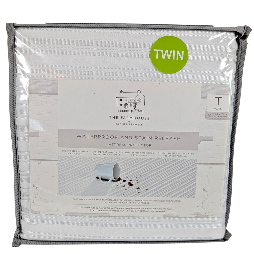 The Farmhouse Rachel Ashwell WATERPROOF & STAIN RELEASE Mattress Protector TWIN