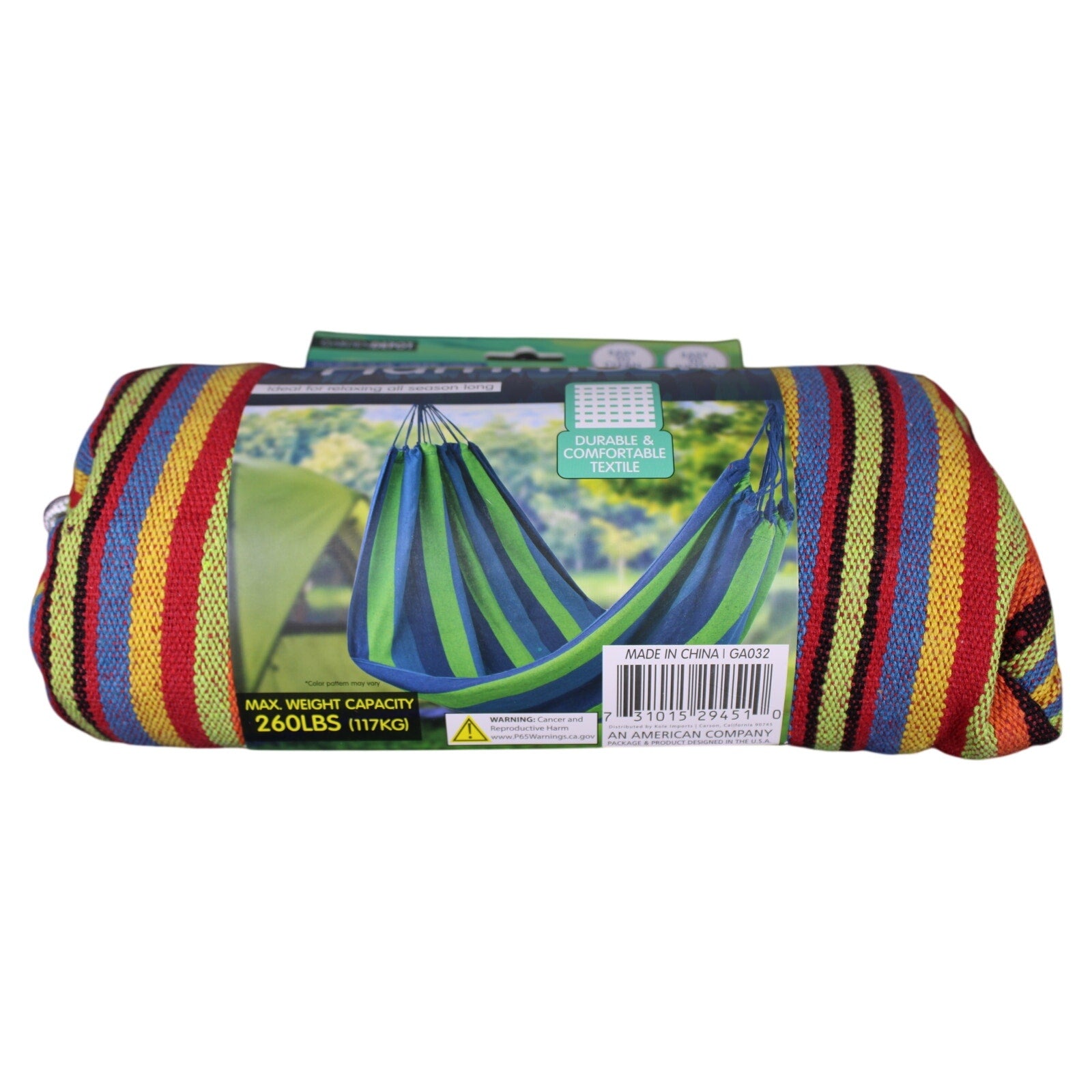 Garden Depot Cloth Hammock 2-Tone in Carrying Case, 260Lb Max Weight Capacity