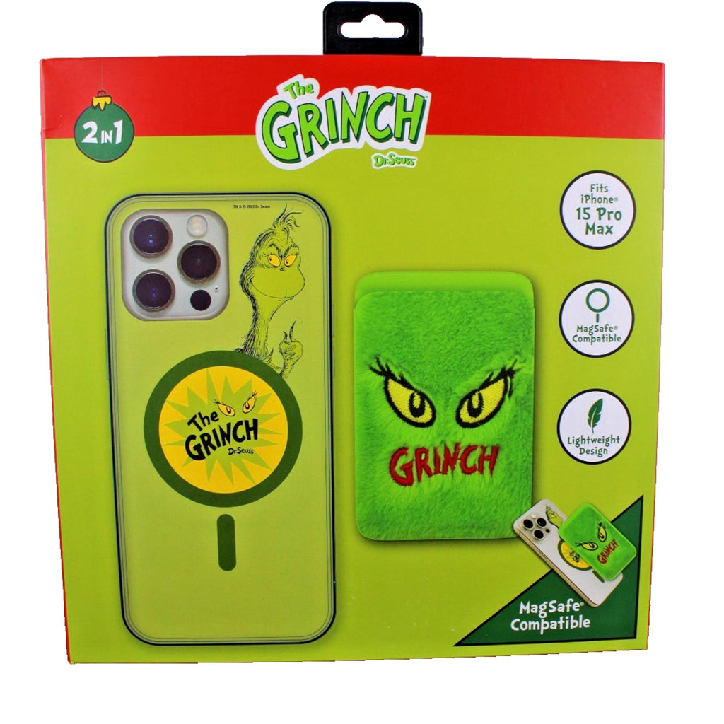 Dr. Suess The Grinch iPhone 15 Pro Max Case Magsafe Compatible & Magnetic Wallet