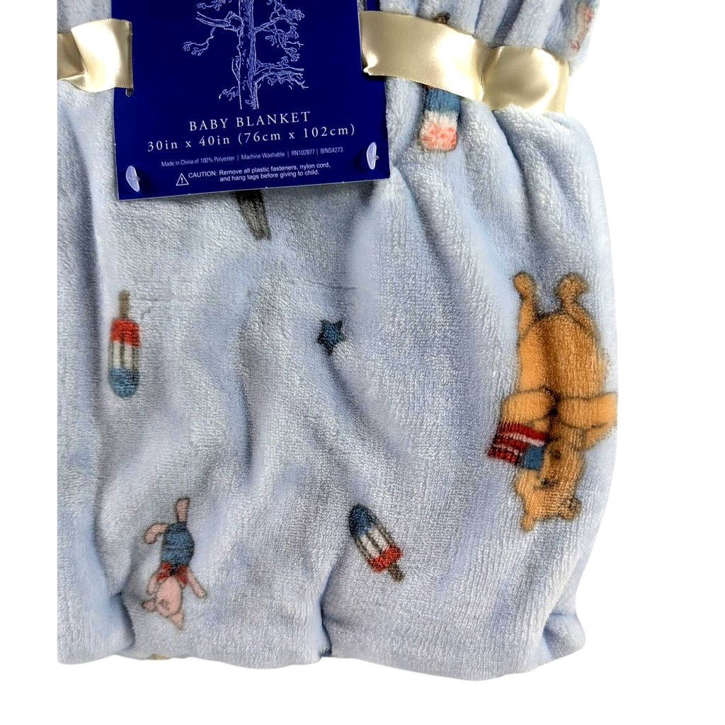 Winnie The Pooh Bear Collection Baby Blanket Pooh Friends 4th July 30x40, Ice Cream
