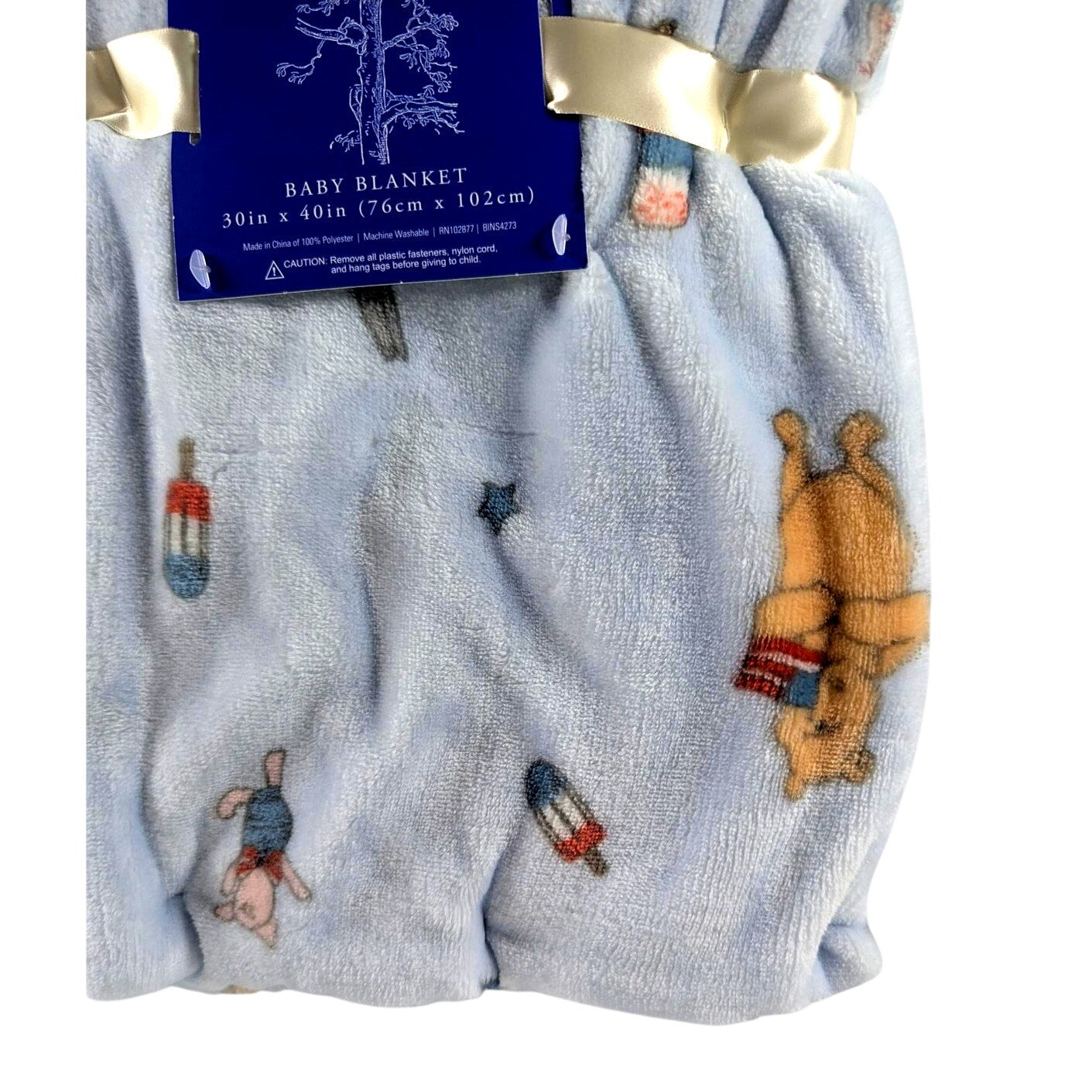 Winnie The Pooh Bear Collection Baby Blanket Pooh Friends 4th July 30x40, Ice Cream