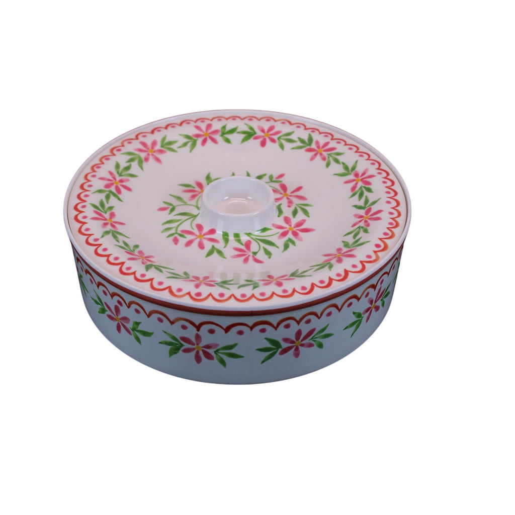 5pc. Melamine Serving Set Floral Tortilla Warmer, Taco Holder, Dip/Chip Tray NEW