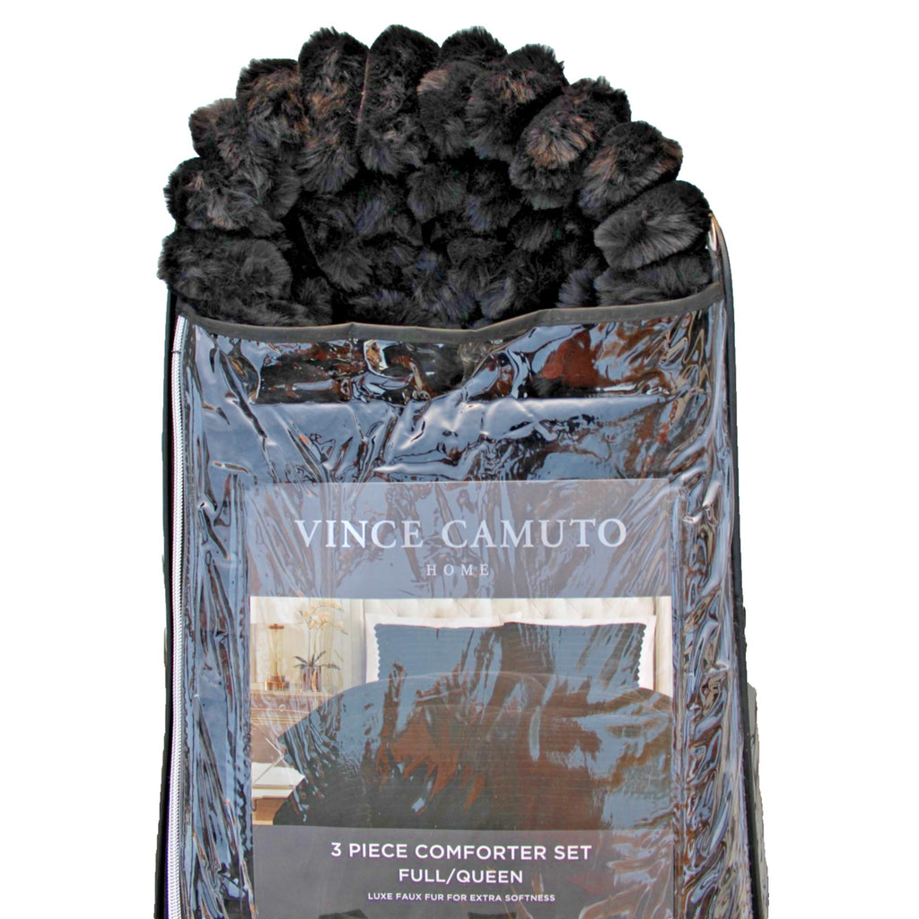 Vince Camuto Home 3 Piece Comforter Set Full/Queen Luxe Faux Fur - Extra Soft