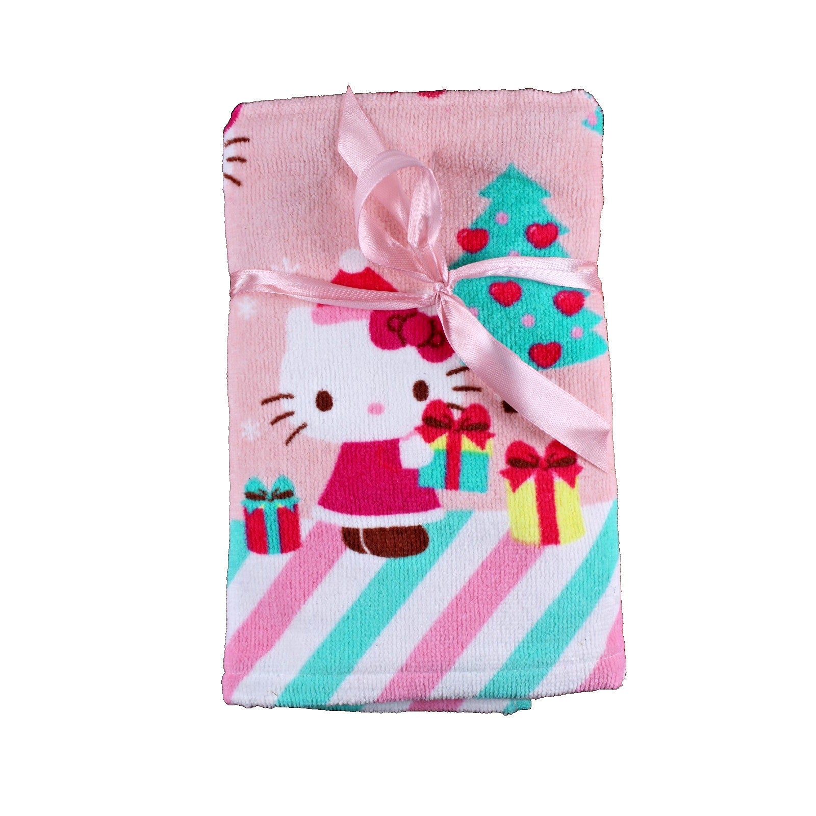 Hello Kitty Christmas Presents Hearts Santa Hat Pink 2 pack Hand Towels