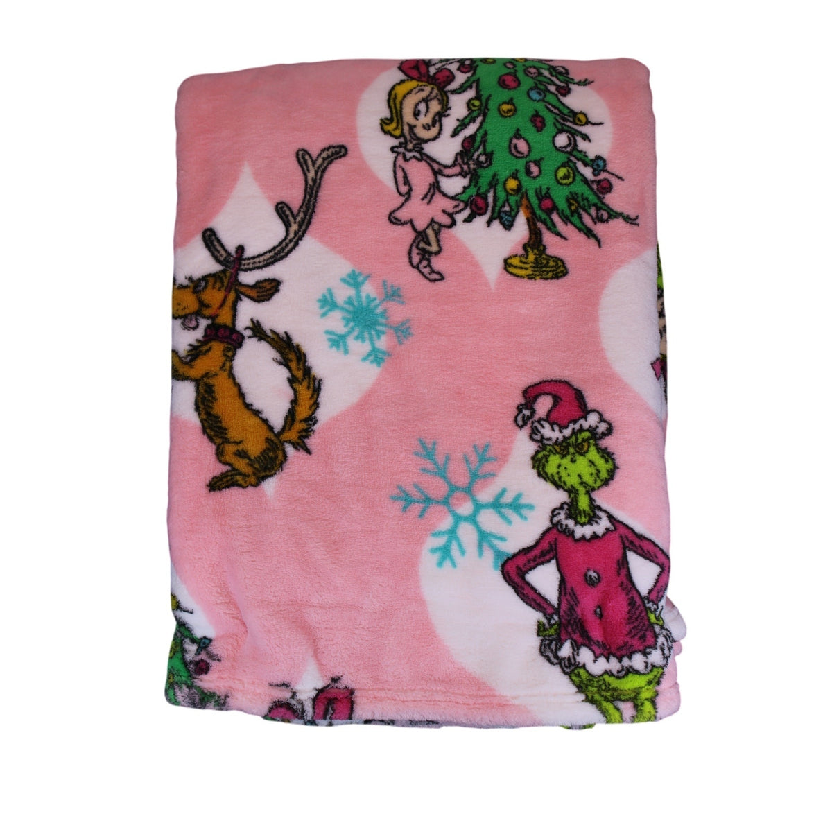 Cozy Dr. Seuss The Grinch Oversized Pink Fleece Throw Blanket 60 x 70