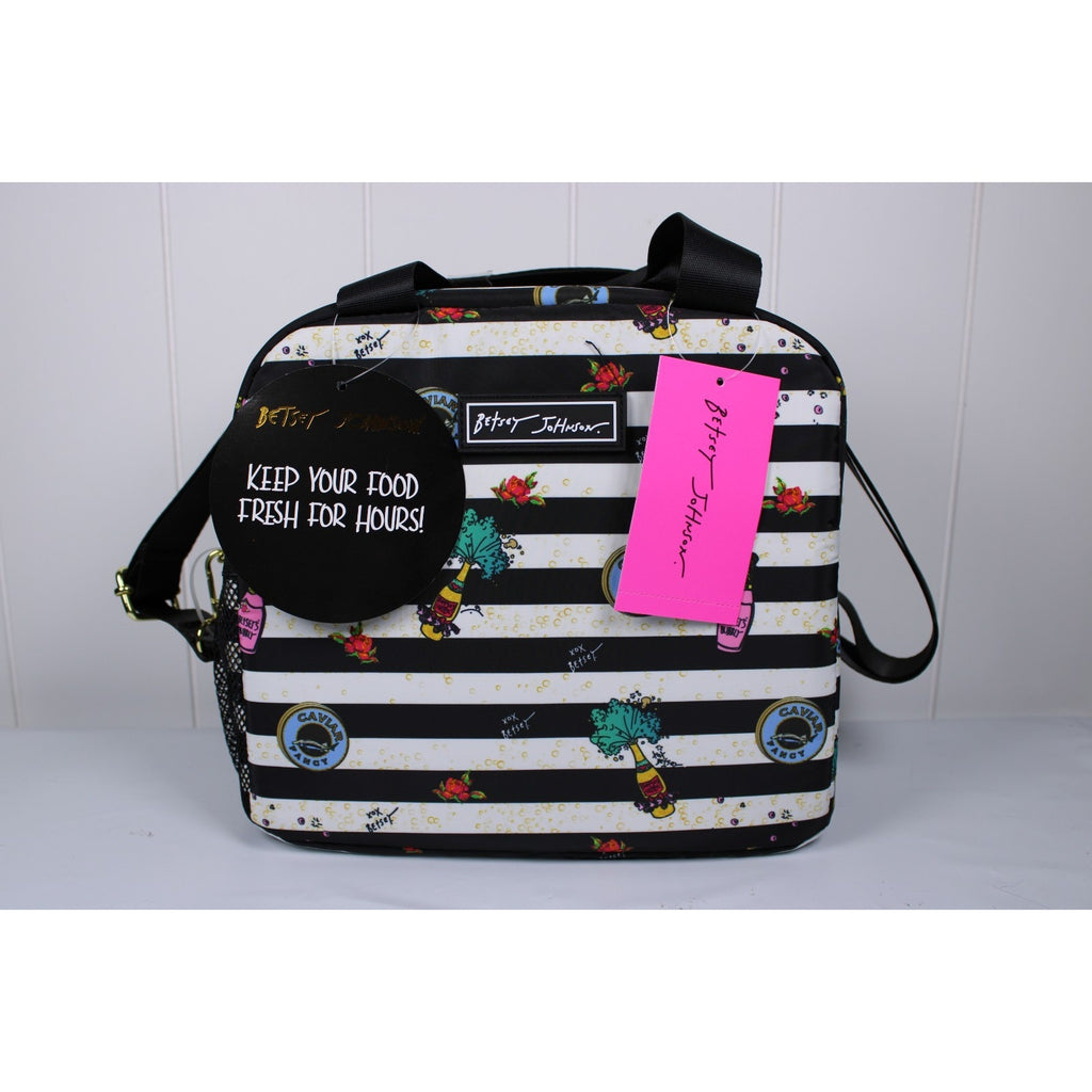 Betsey Johnson Champagne, Roses, Caviar, Isolated Top Handle Lunch Tote Large.