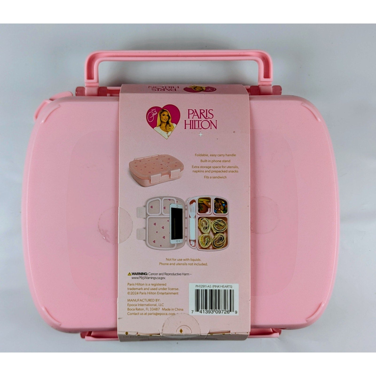 Paris Hilton Bento Style Box 4 Compartment Lunch Box Pink Hearts NEW