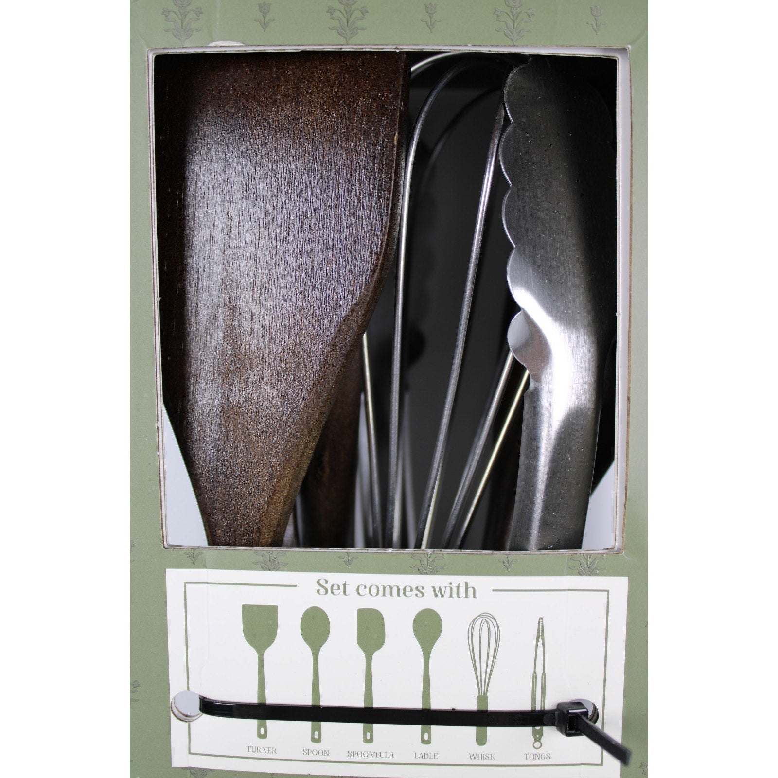7-piece Walnut Wooden Kitchen Utensil Set - Includes a rotating holder