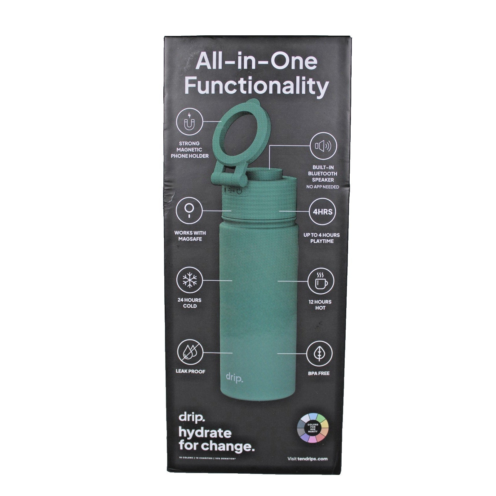 Drip All In One Bluetooth Speaker & Magnetic Holder 17oz. Magsafe Bottle -Green