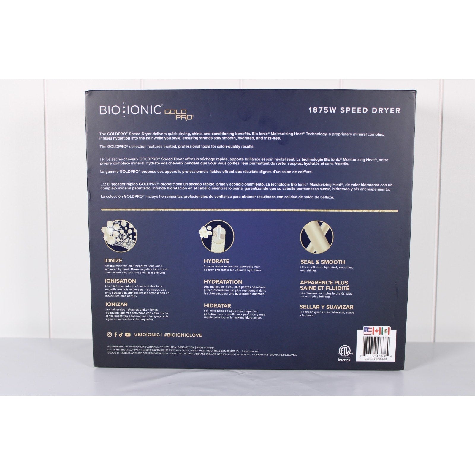 BIO IONIC GoldPro Professional Speed Hair Dryer 1875W Gold Pro Z-GPRDRYER **NEW