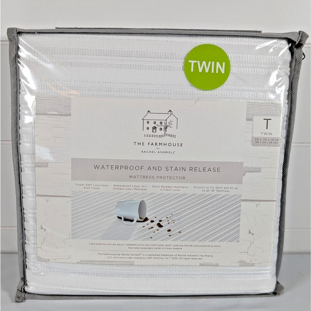 The Farmhouse Rachel Ashwell WATERPROOF & STAIN RELEASE Mattress Protector TWIN