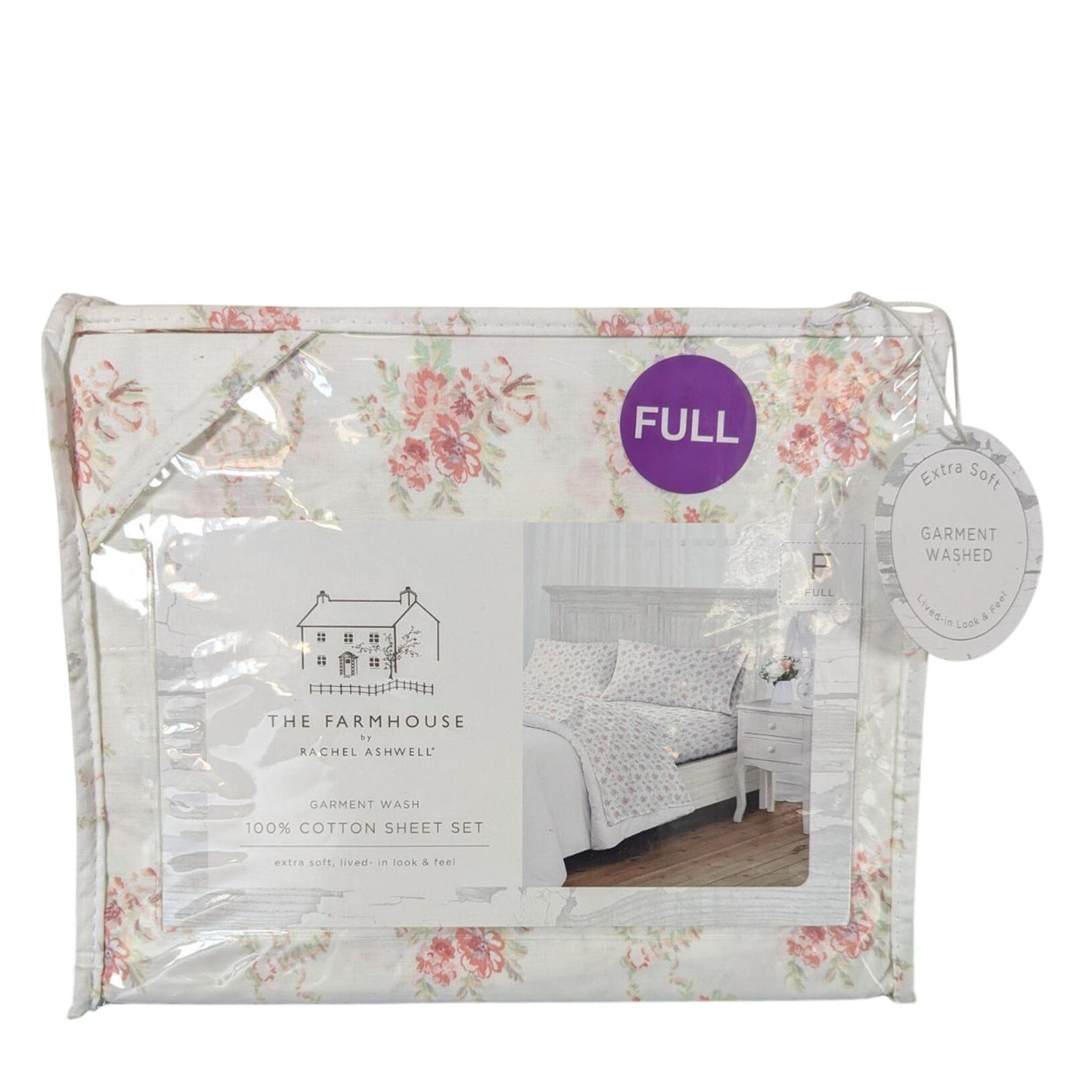 The Farmhouse Rachel Ashwell 100% Cotton Floral FULL Sheets NEW
