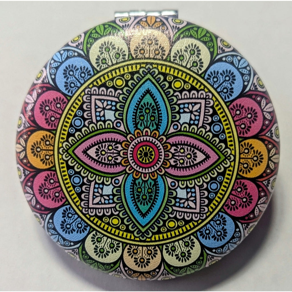 Pocket Mirror for Women Small Travel Mirror Magnifying Mandala Designs Flowers