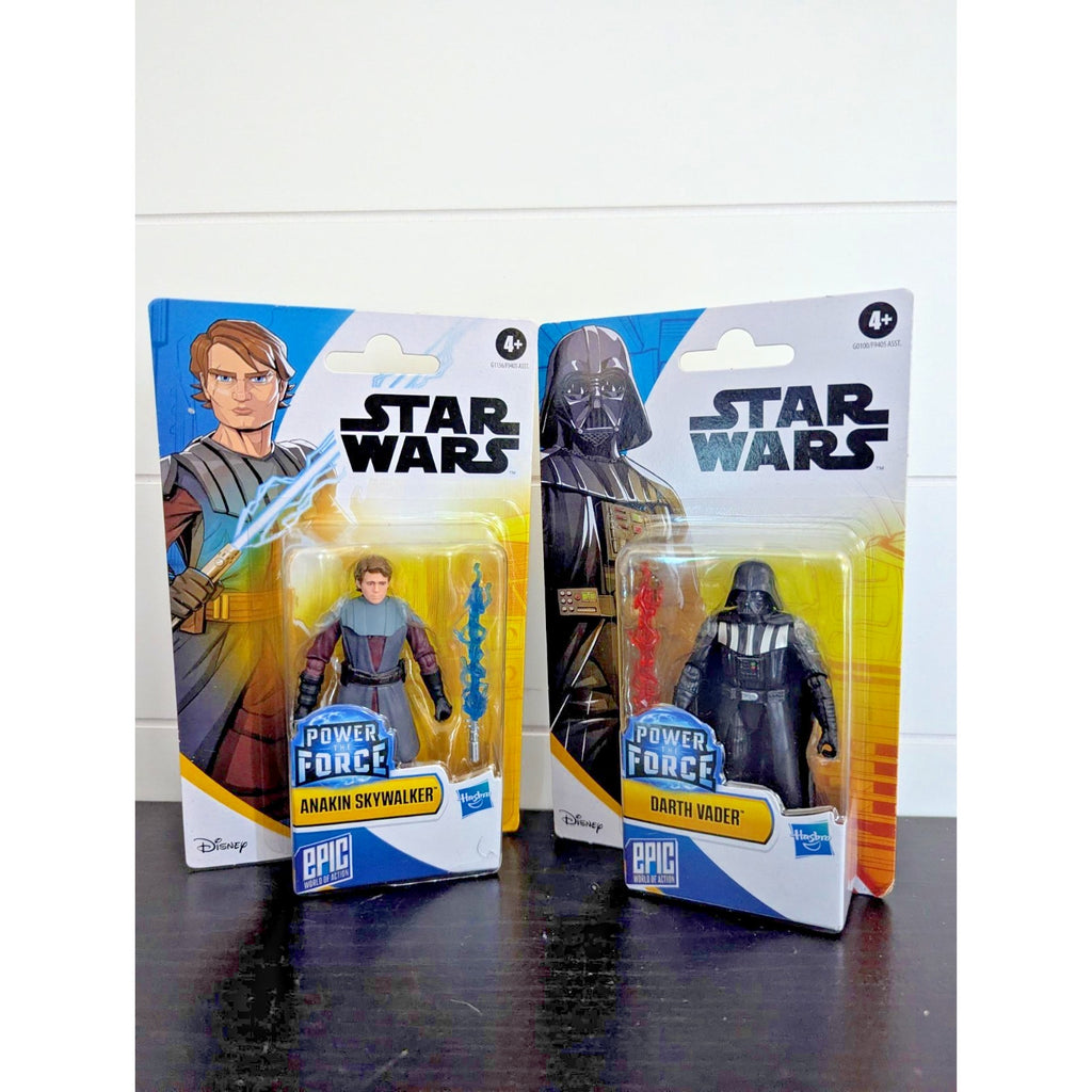 Disney Star Wars Power the Force Action Figures Skywalker, Darth Vader Set of 2