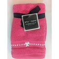 Betsey Johnson 2pc Hand Towels 11"x18" Row of Bows Pink Color 100% Cotton