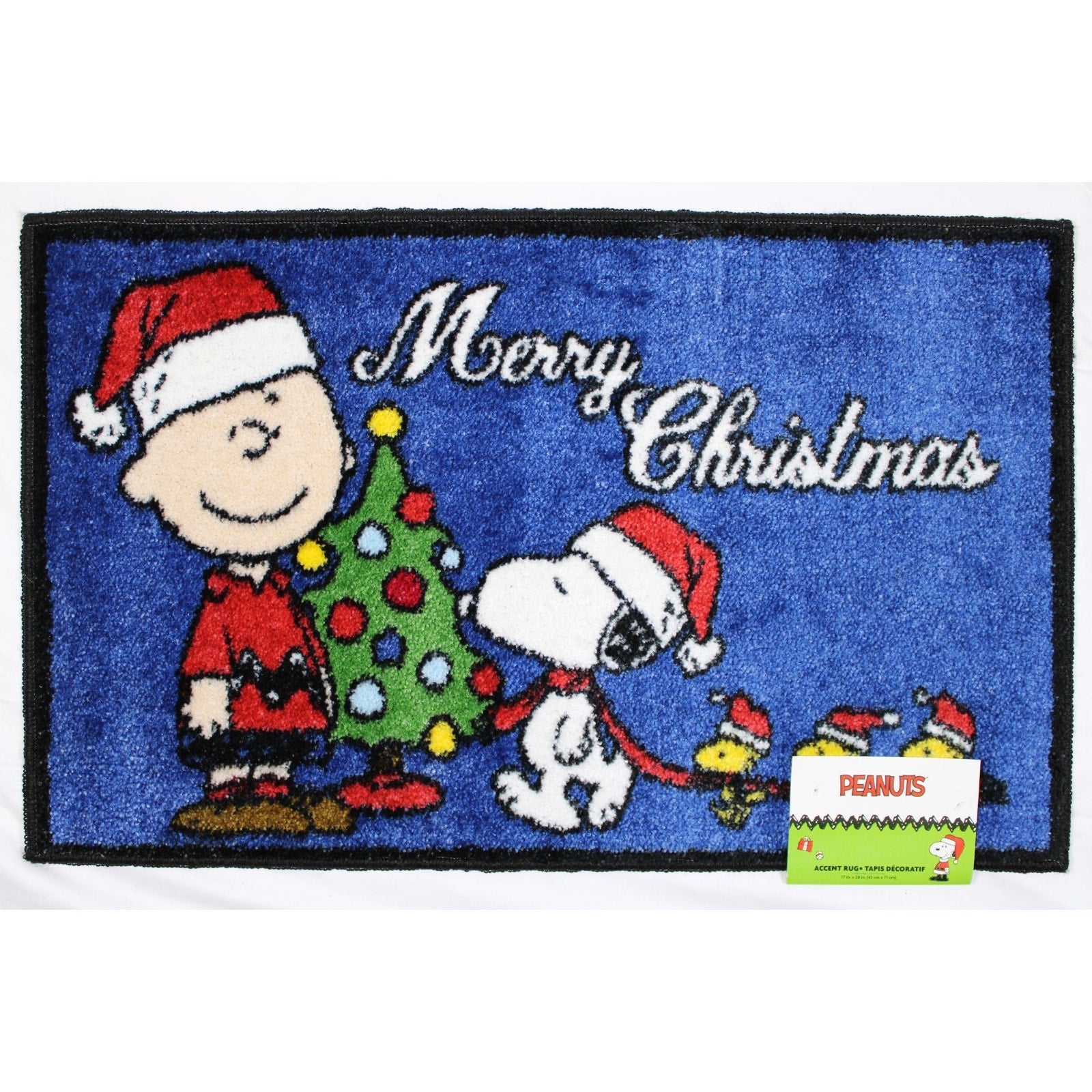 PEANUTS SNOOPY Charlie Brown & Woodstock, MERRY CHRISTMAS Bath accent rug 17x28