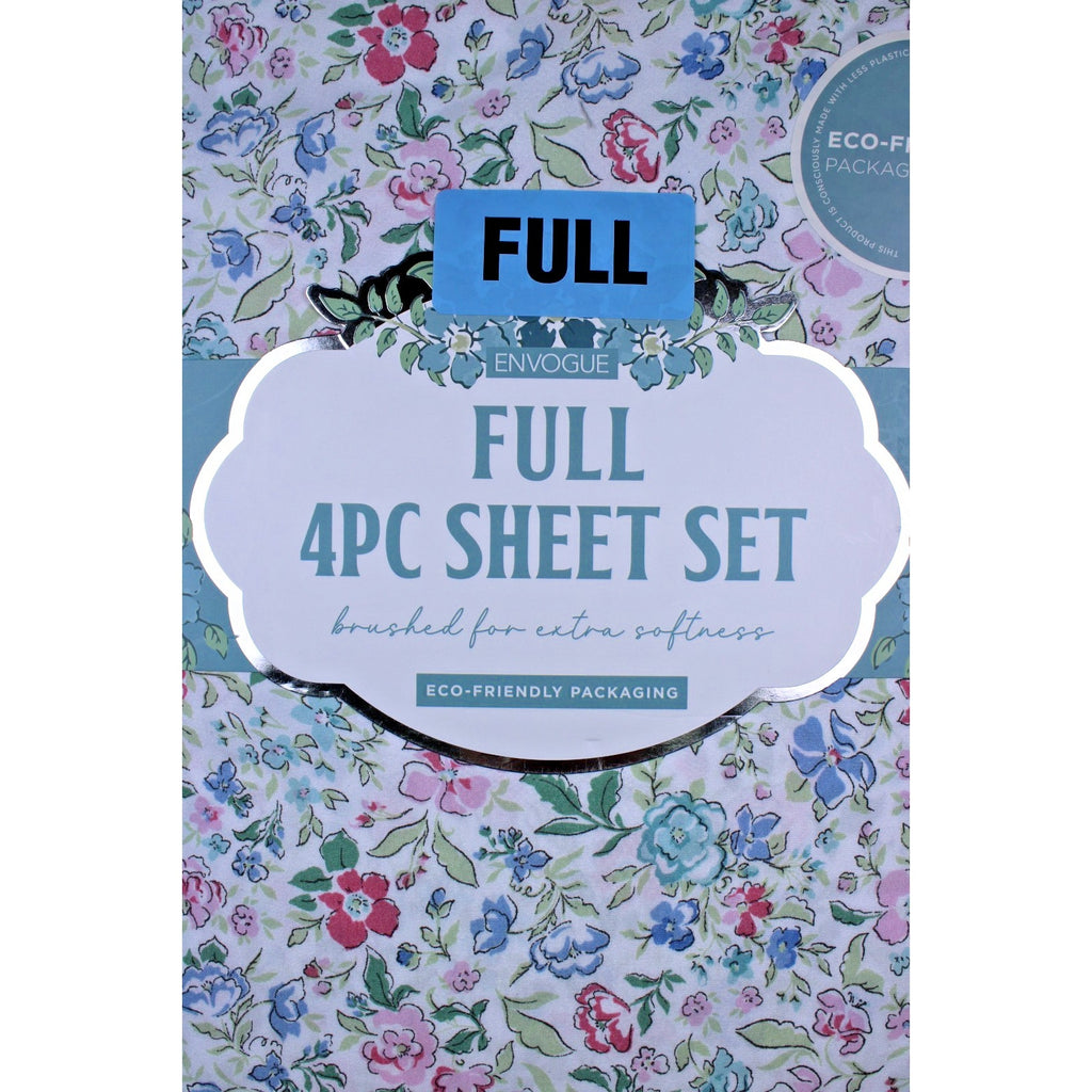 Envogue Brushed Full Sheet Set Wildflower Garden Farmhouse Shabby Chic Cottage