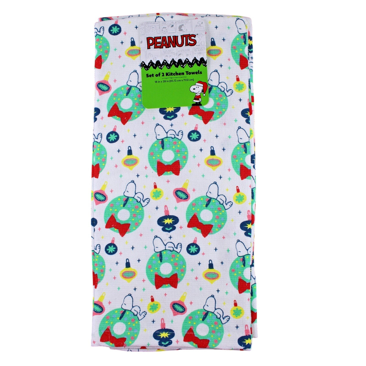 Peanuts Best Brands 2025 Snoopy Wreaths Christmas Kitchen Towel Set 18x28 Cotton