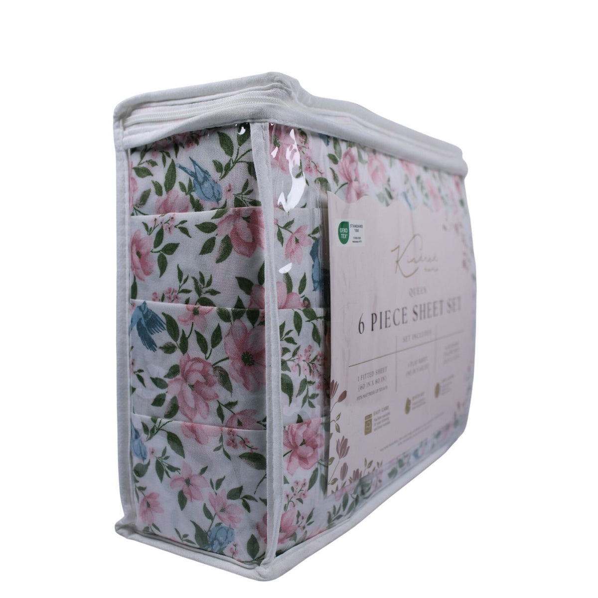 KINDRED HOME 6 pc Floral design Queen Sheet Set 2 EX Pillowcases
