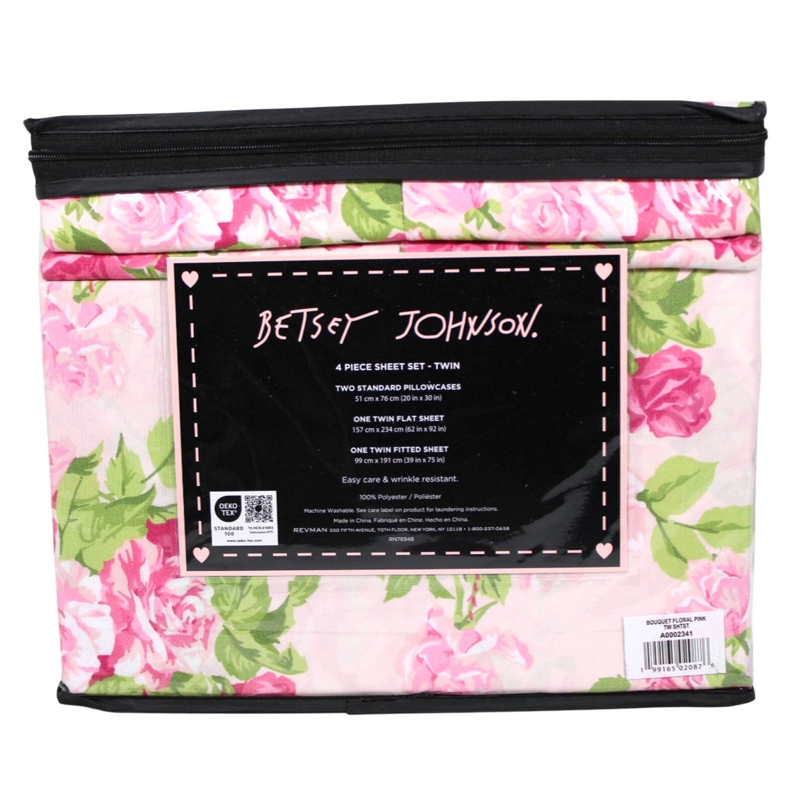 Betsey Johnson 4 Piece Twin Sheet Set Bouquet Floral Pink