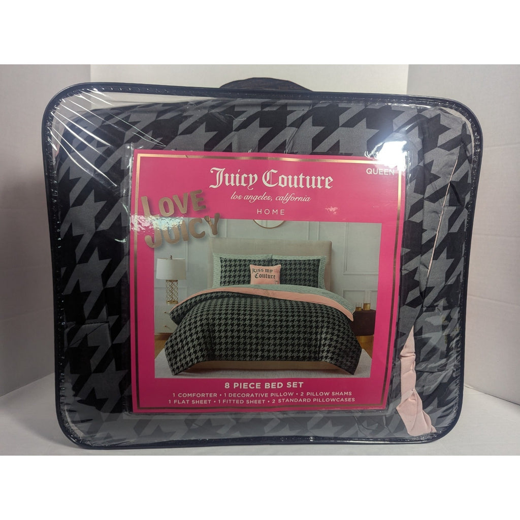 Juicy Couture Queen size Black, Gray and Pink 8-Piece Bed Set