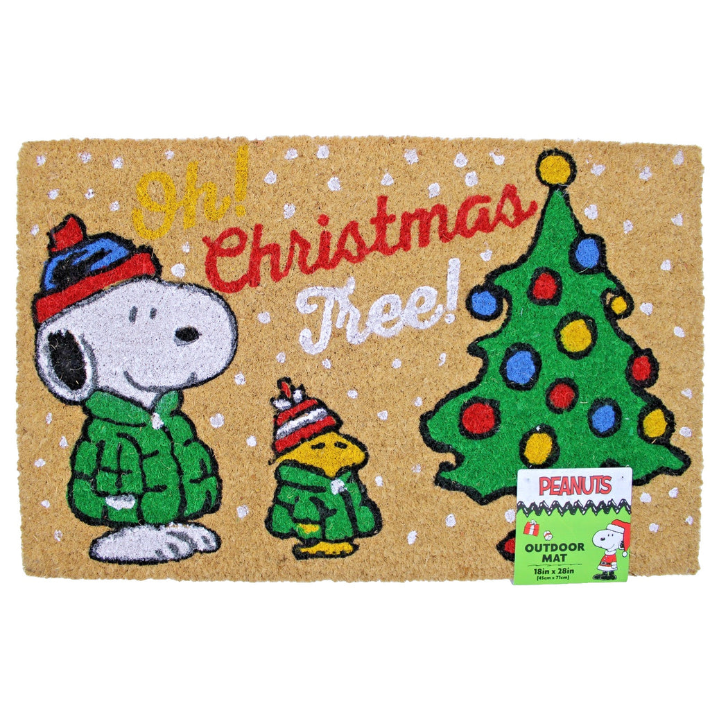 Peanuts Snoopy Woodstock "Oh Christmas Tree" Coco Coir Mat 18"x28”