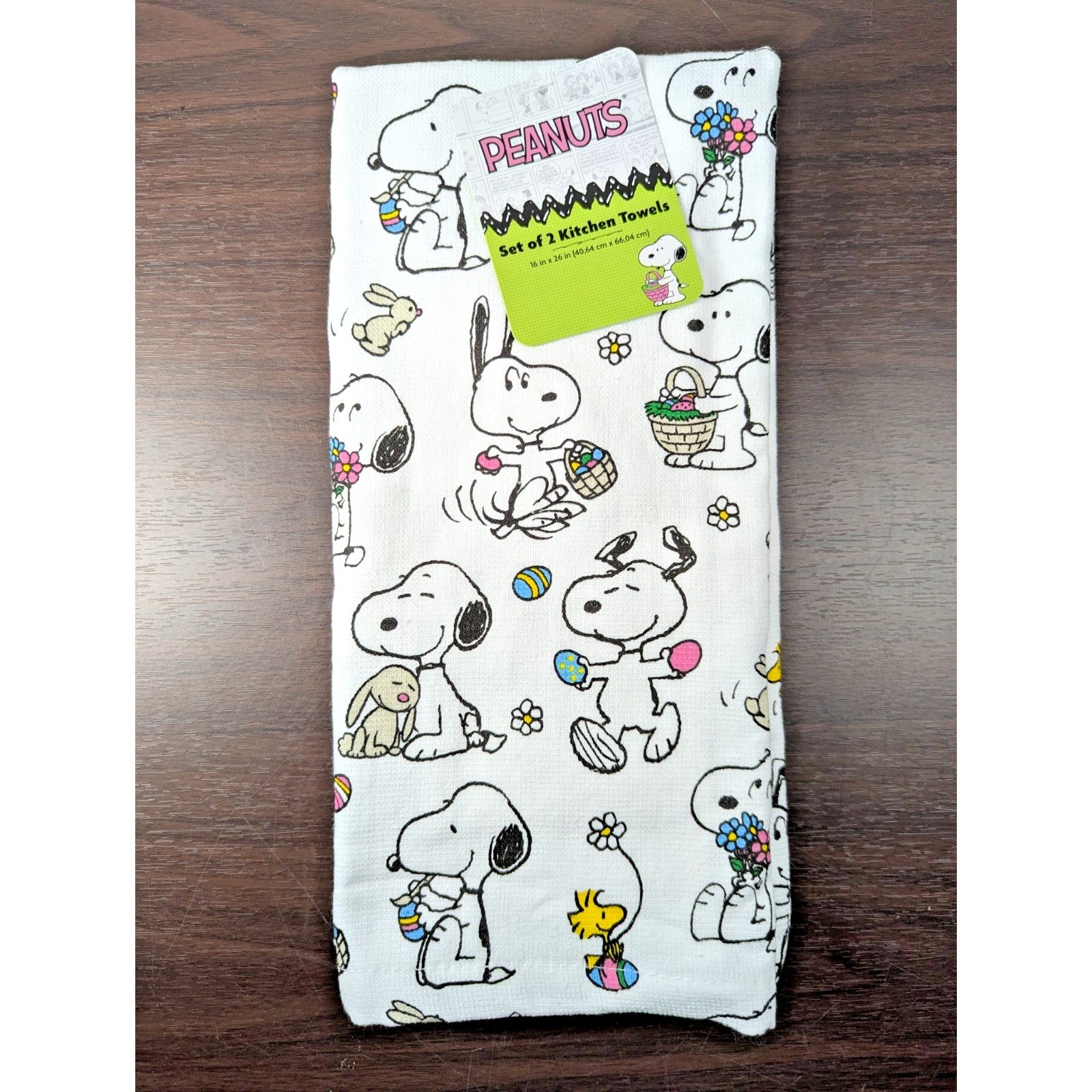 PEANUTS SNOOPY EASTER THEME 2 PACK KITCHEN HAND TOWELS NWT