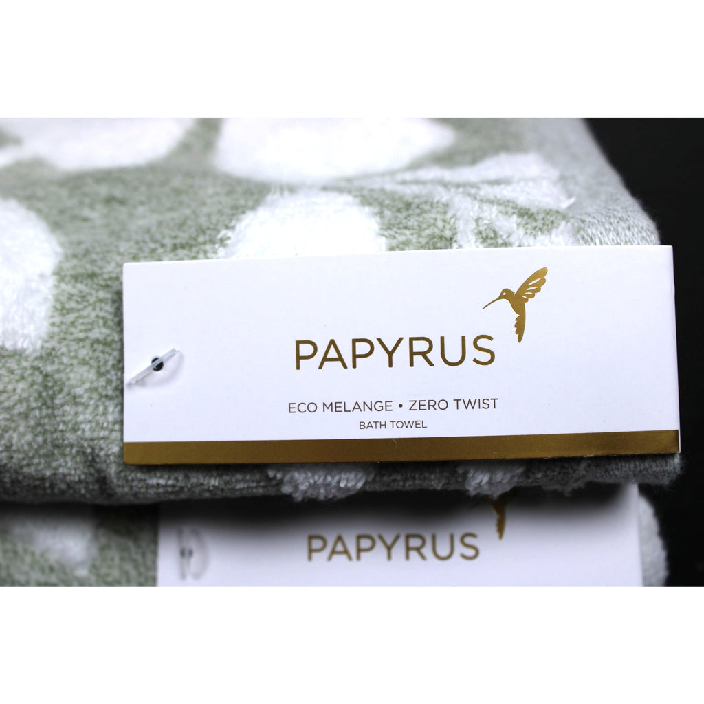Papyrus 4 pc Bath & Hand Towel Set Green White Floral Soft Cotton Velour - NEW